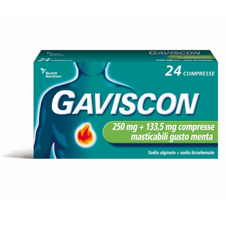 Gaviscon 24 Compresse Gusto Menta 250+133,5mg - Gaviscon 24 Compresse Gusto Menta 250+133,5mg