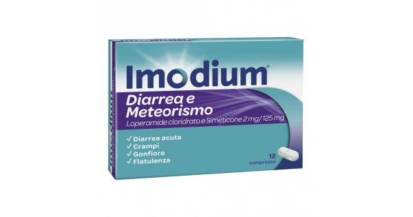 Imodium Diarrea e Meteorismo, 12 Compresse