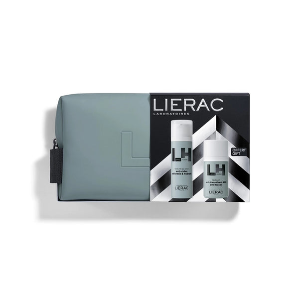 Lierac Cofanetto Natale Antietà Uomo, Fluido Viso 50ml + Omaggio Deodorante Anti-traspirante 50ml  e Trousse