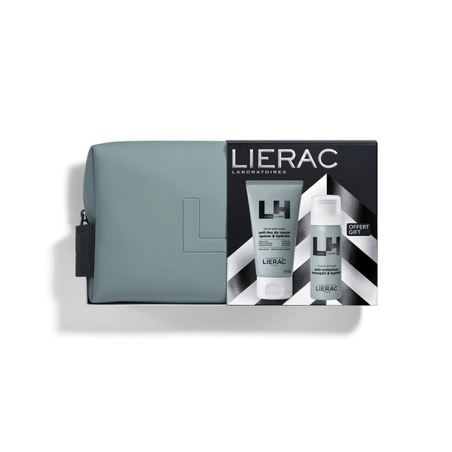 Lierac Cofanetto Natale Barba Uomo, Balsamo Dopo Barba Idratanta 75ml + Omaggio Schiuma da Barba 150ml  + Trousse
