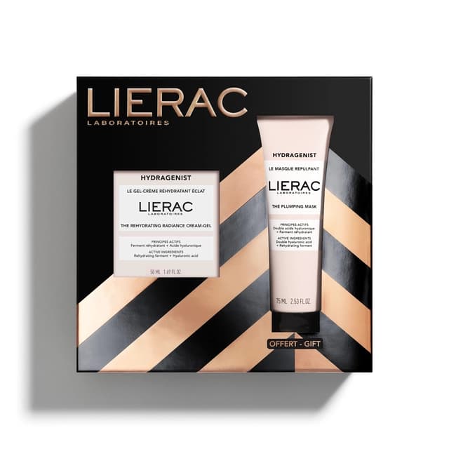 Lierac Cofanetto Natale Hydragenist,  Gel Crema Reidratante 50ml + Omaggio Maschera Rimpolpate 75ml