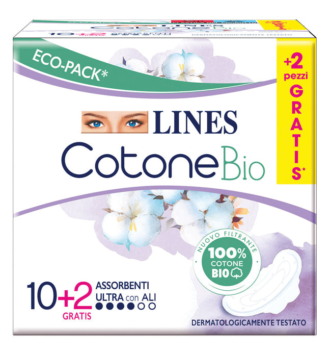 Lines Cotone Bio 12 Assorbenti Ultra Con Ali