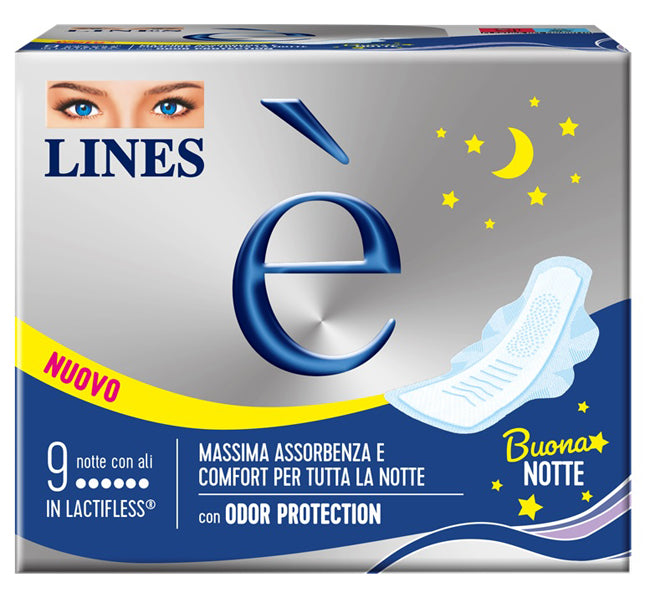 Lines E' 9 Assorbenti Notte Con Ali Massima Assorbenza