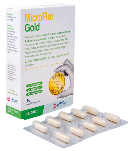 Microflor Gold – Probiotico Multistrain | 30 Capsule Vegetali
