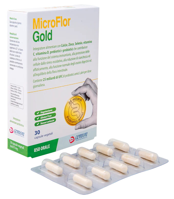 Microflor Gold – Probiotico Multistrain | 30 Capsule Vegetali