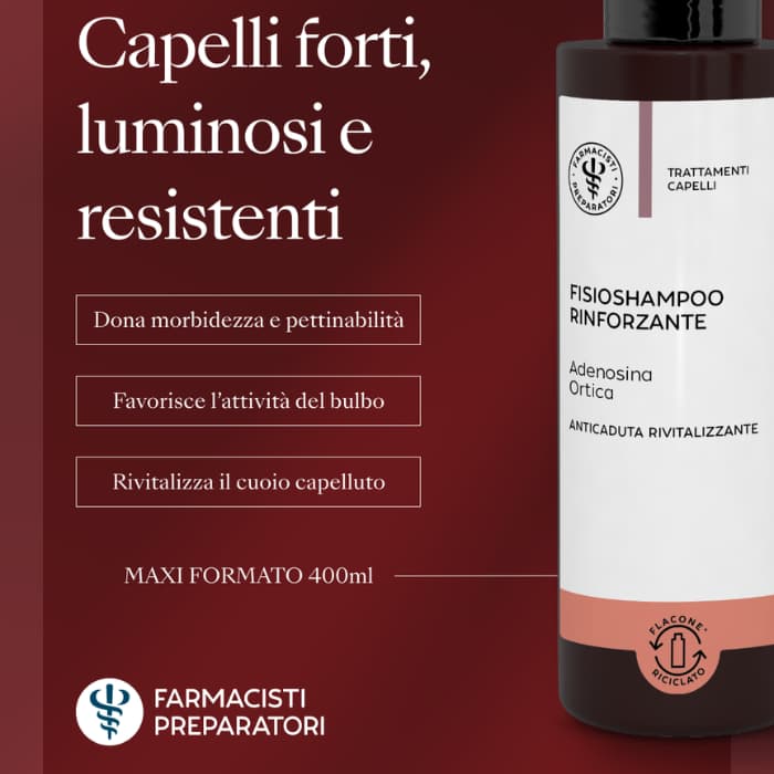 Shampoo Rinforzante 200ml, Azione Anticaduta e Rivitalizzante, Con Adenosina e Ortica, Farmacisti Preparatori