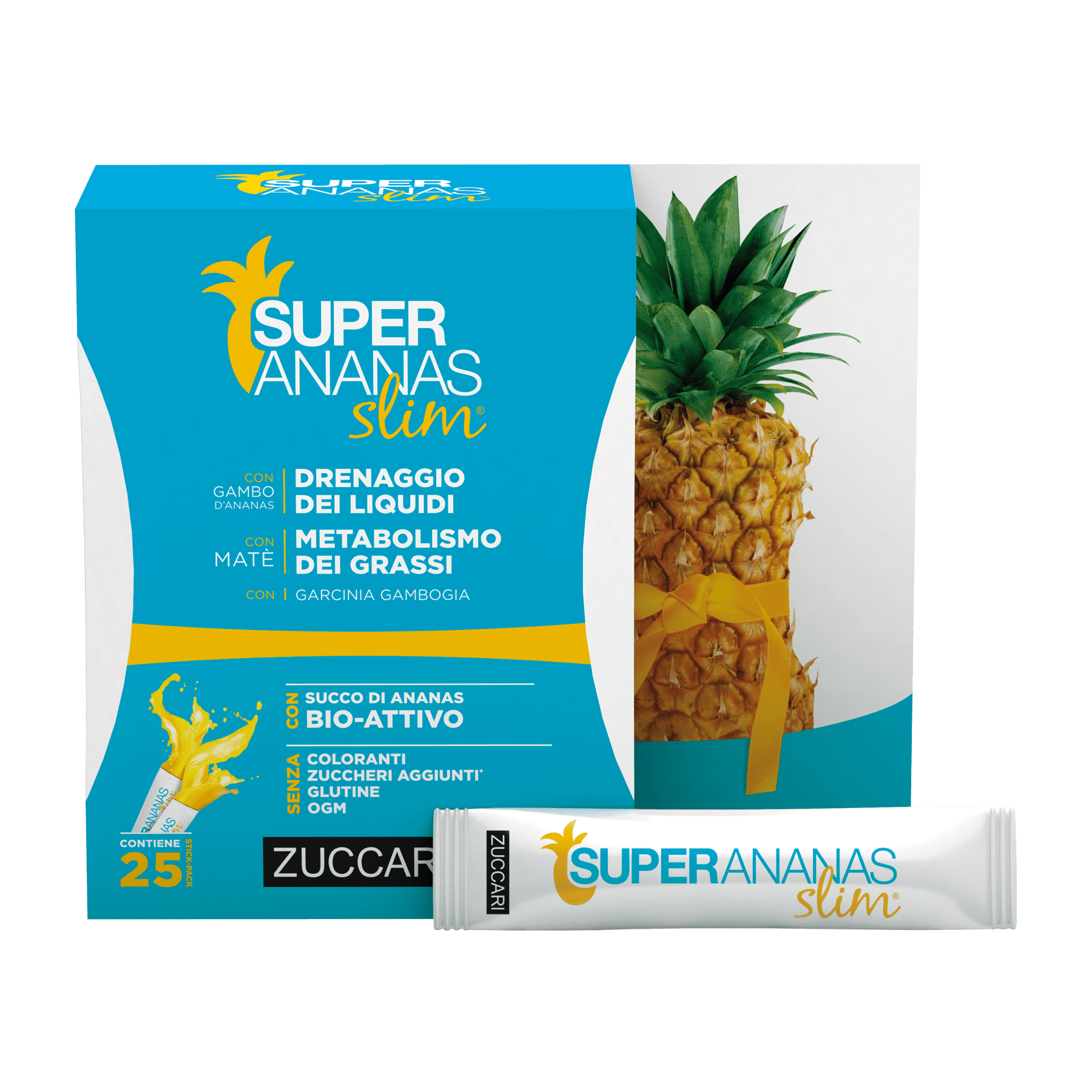 Super Ananas Slim drenante intensivo Zuccari 25 stick x 10ml - super ananas slim zuccari 25 stick