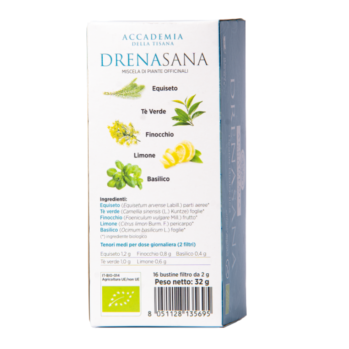 Drenasana Tisana Biologica 16 Filtri da 32g, Accademia della Tisana
