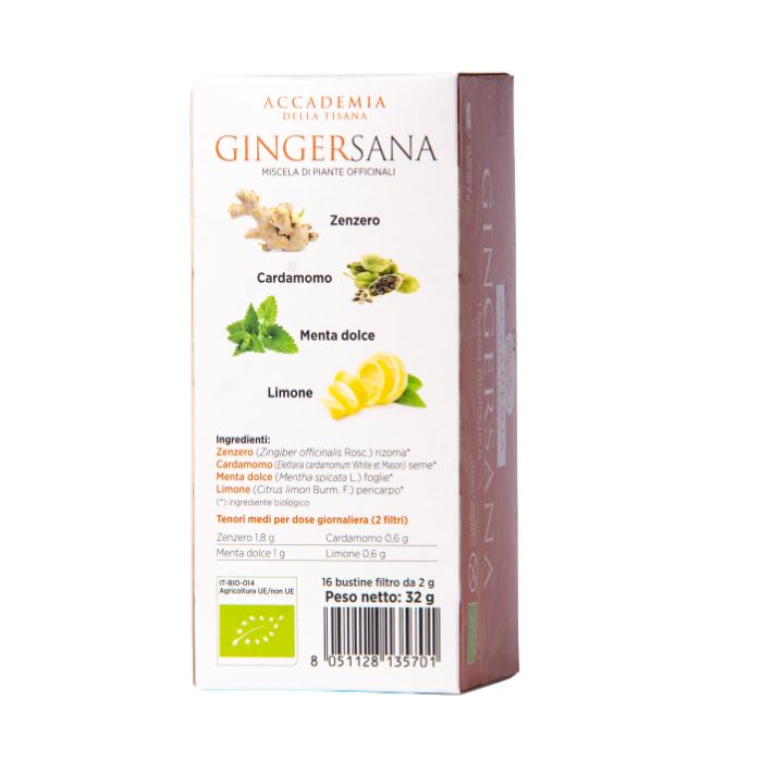 Gingersana Tisana Biologica, 16 filtri da 32g, Accademia della Tisana