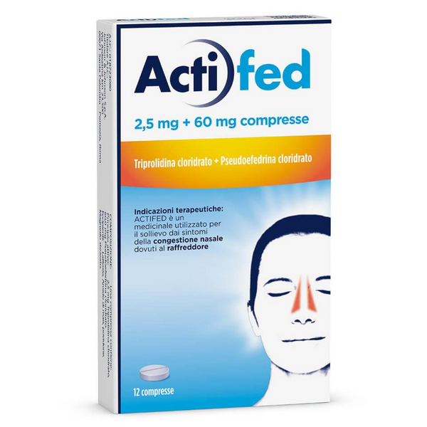 Actifed 2,5 mg 12 Compresse Congestione Nasale e Raffreddore