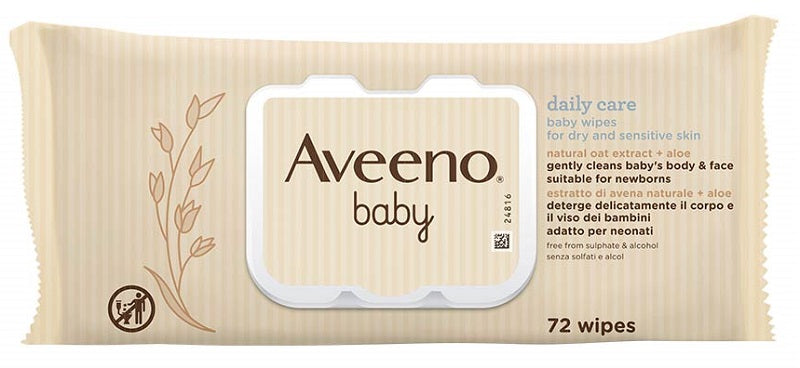 Aveeno Baby Salviettine Delicate per Viso e Corpo di Bambini e Neonati 72 Pezzi