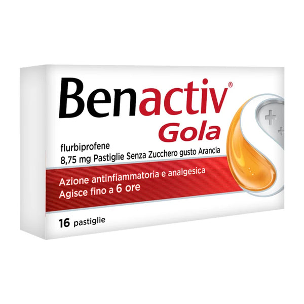 Benactiv Gola 16 Pastiglie Gusto Arancia Senza Zucchero