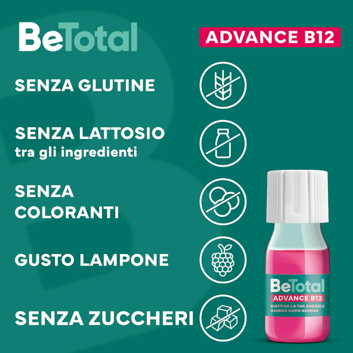 Betotal Advance B12, a base di vitamina B12, riattiva la tua energia fisica e mentale, adulti 50+, 15 Flaconcini