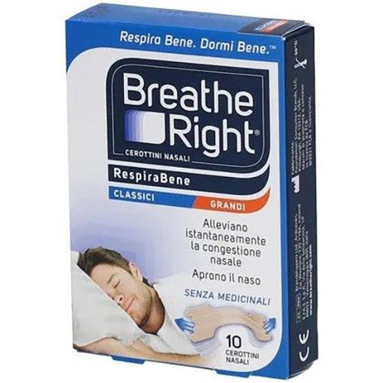 Breathe Right Cerotti Nasali Classici Grandi 10 Pezzi