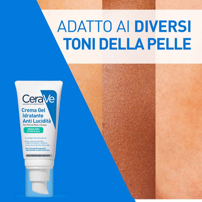 Cerave Crema Gel Idratante Anti-Lucidità, Per Pelli Miste e Grasse, 52ml
