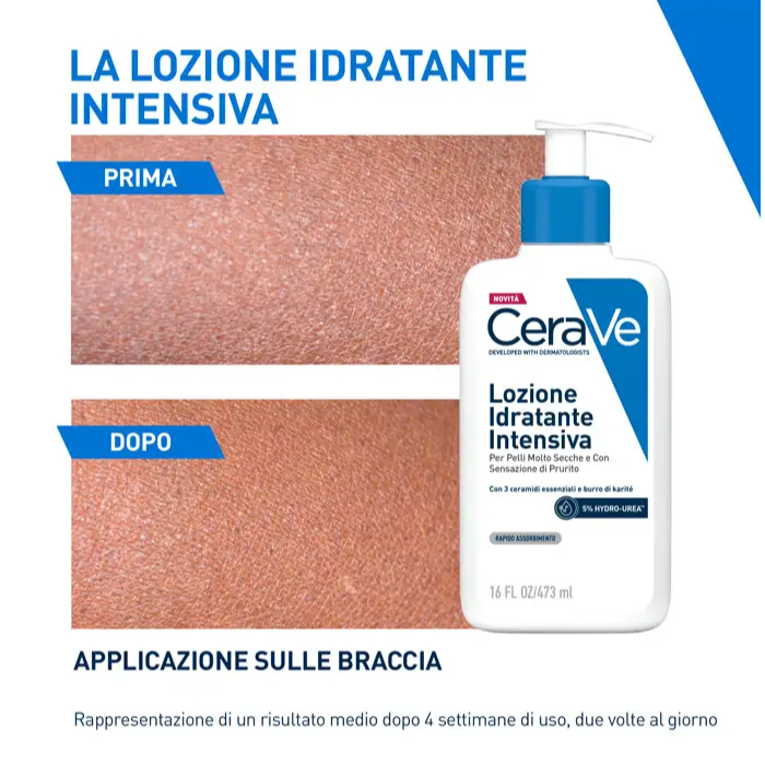 Cerave Lozione Idratante Intensiva, Per Pelli Molte Secche Viso e Corpo, a Rapido Assorbimento, 473ml