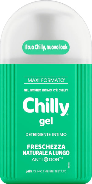 Chilly, Detergente Intimo Gel, Freschezza naturale a Lungo, con Mentolo Naturale, pH 5, Clinicamente Testato - 300 ml