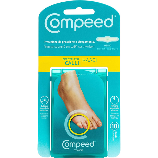Compeed Cerotti Per Calli, Formato Medio, Cerotti, Lunga Durata, 10 Unità