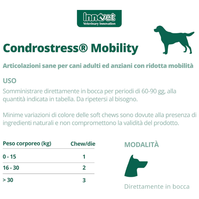 Condrostress Mobility, per Articolazioni del Cane, Supporta la Mobilità di Cani Adulti e Anziani, 30 Soft Chews Facilmente Masticabili