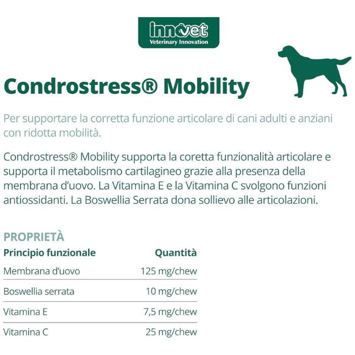 Condrostress Mobility, per Articolazioni del Cane, Supporta la Mobilità di Cani Adulti e Anziani, 30 Soft Chews Facilmente Masticabili