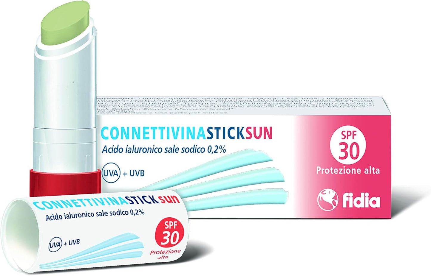 Connettivina Stick Sun - Stick Labbra da 3g a Base di Acido Ialuronico 0,2%, con Filtri Solari SPF30