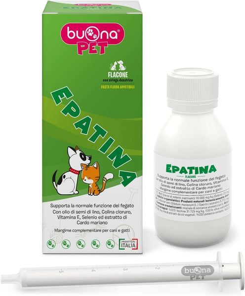 Epatina Flacone Buona Pet Cani e Gatti 60g con Siringa, Supporta la funzione del fegato