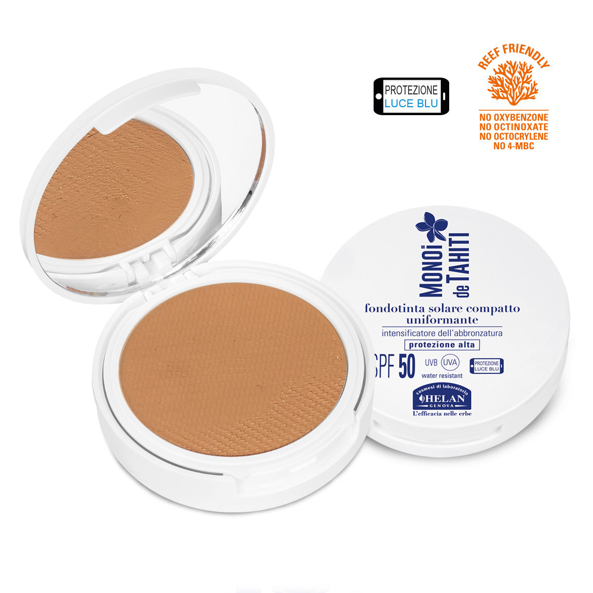 Monoi de tahiti Fondotinta solare Compatto uniformante spf50+ colore Maitai/Scuro - fondotinta compatto colore maitai