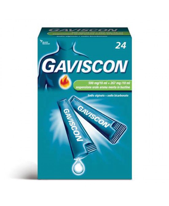 Gaviscon 24 Bustine 500+267mg/10ml - gaviscon 24 bustine 500mg