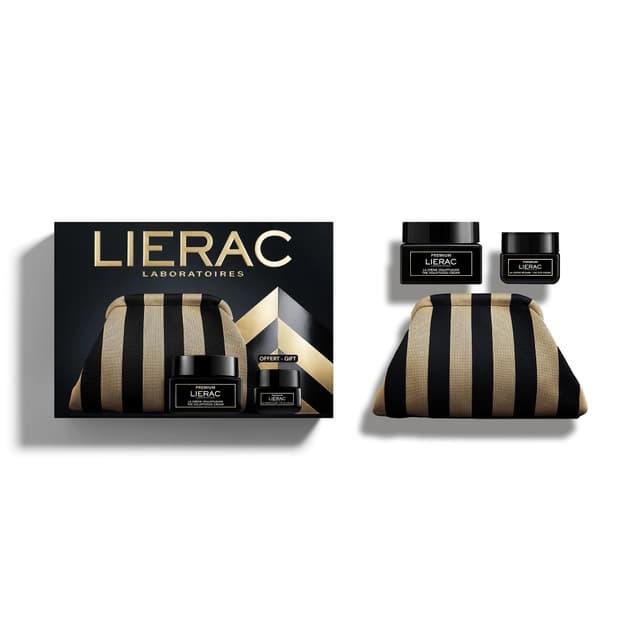 Lierac Cofanetto Premium, Crema Soyeuse Premium Idratante 50 ml+ Crema Contorno Occhi Premium Anti-Rughe 20 ml + Pochette in Regalo