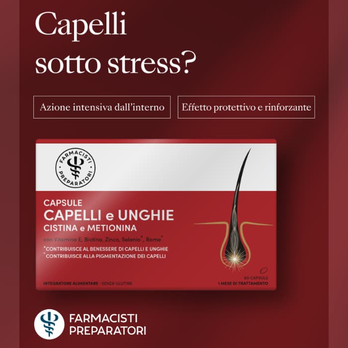 Cistina Metionina Integratore Capelli Unghie, Farmacisti Preparatori, 60 Capsule