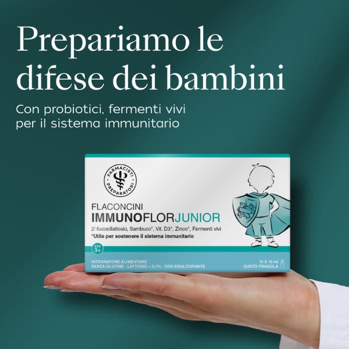 Immunoflor Junior, Integratore per le Difese Immunitarie, 10 Flaconcini, Farmacisti Preparatori