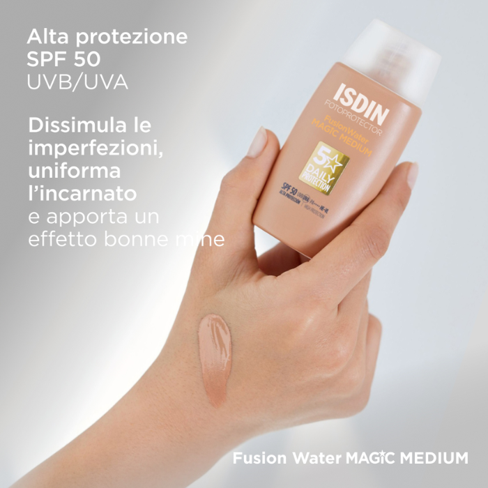 Isdin Fusion Water Color Medium Spf50 Protezione Solare Viso 50ml - Isdin Fusion Water Color Medium Spf50 Protezione Solare Viso 50ml