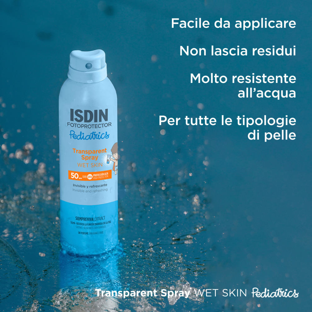 ISDIN Transparent Spray Wet Skin Pediatrics SPF50+ 250 ml | Solare Spray Bambini