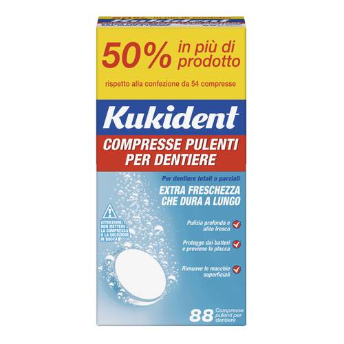 Kukident Cleanser Fresch 88 Compresse Effervescenti Per Pulizia Dentiere