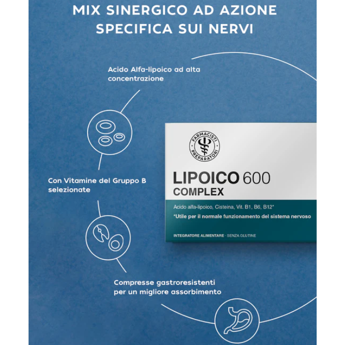 Lipoico 600 Complex Farmacisti Preparatori 30 Compresse - Lipoico 600 Complex Farmacisti Preparatori 30 Compresse