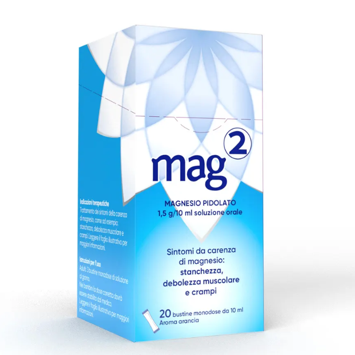 Mag 2 Magnesio Pidolato 1,5g/10ml Soluzione Orale 20 Bustine Aroma Arancia - mag 2 soluzione orale