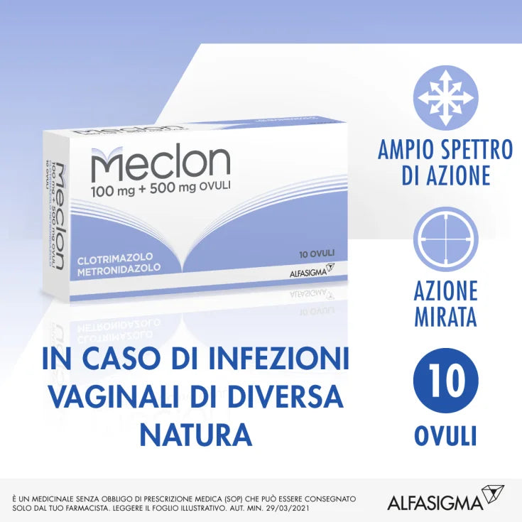 Meclon 10 Ovuli Vaginali 100+500mg - meclon 10 ovuli 