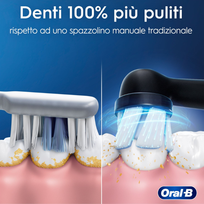 Oral-B iO 2 Spazzolino Elettrico Nero, 1 Testina Di Ricambio, 1 Custodia Da Viaggio