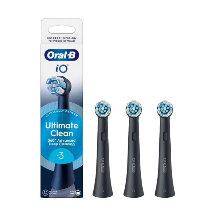 Oral-B iO Ultimate Clean Testine di Ricambio Nere, 3pz