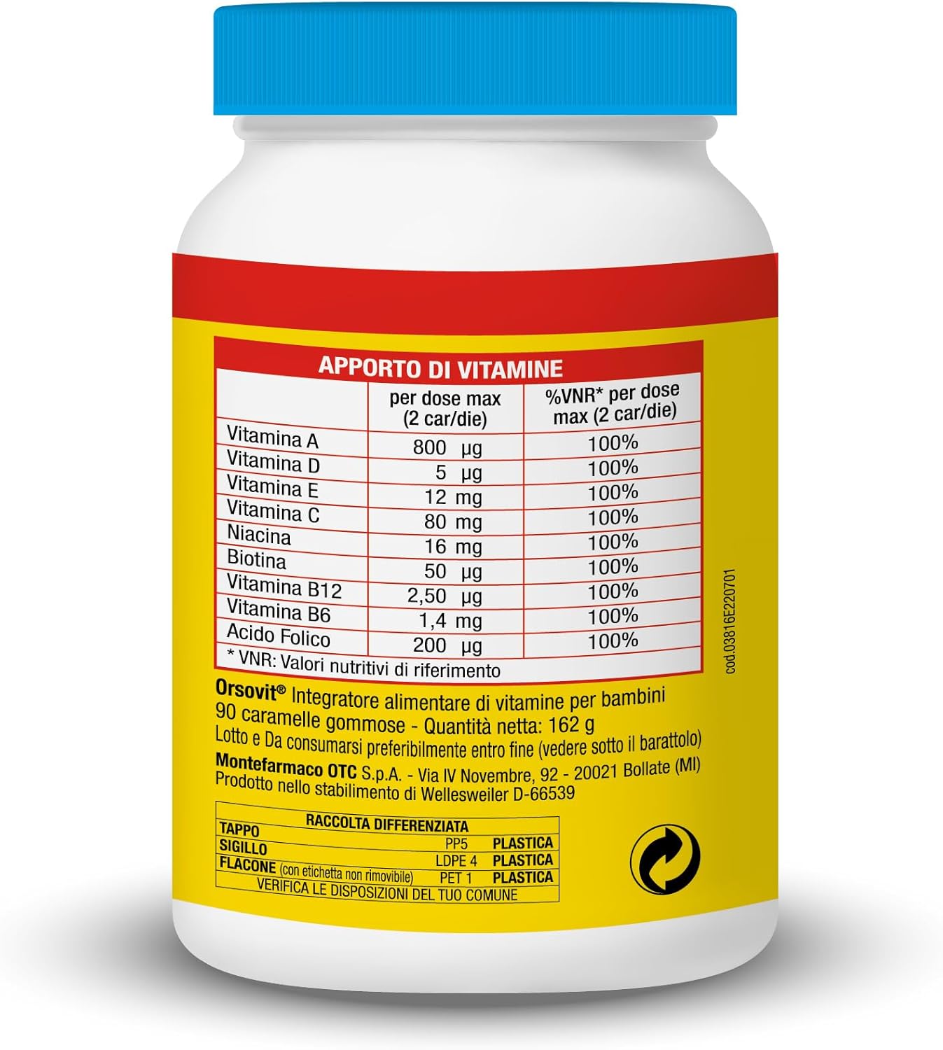 Orsovit Multivitaminico Bambini 90 Caramelle Gommose Gusto Frutta