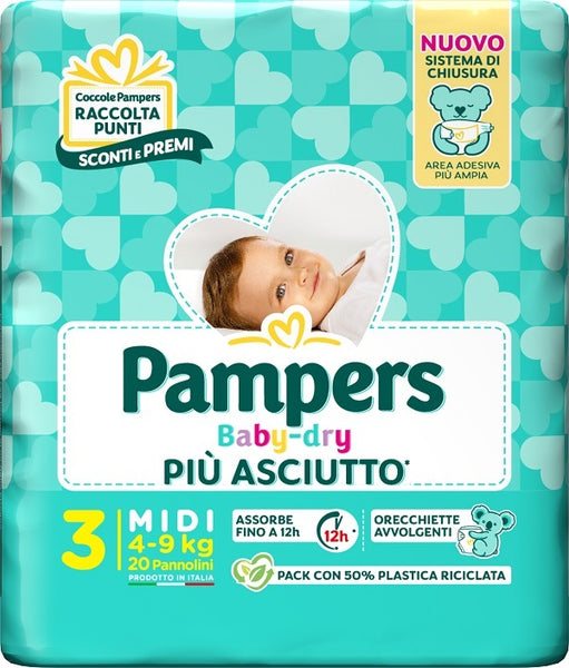 Pampers Babydry Taglia 3 Midi (4-9 Kg) 20 Pezzi