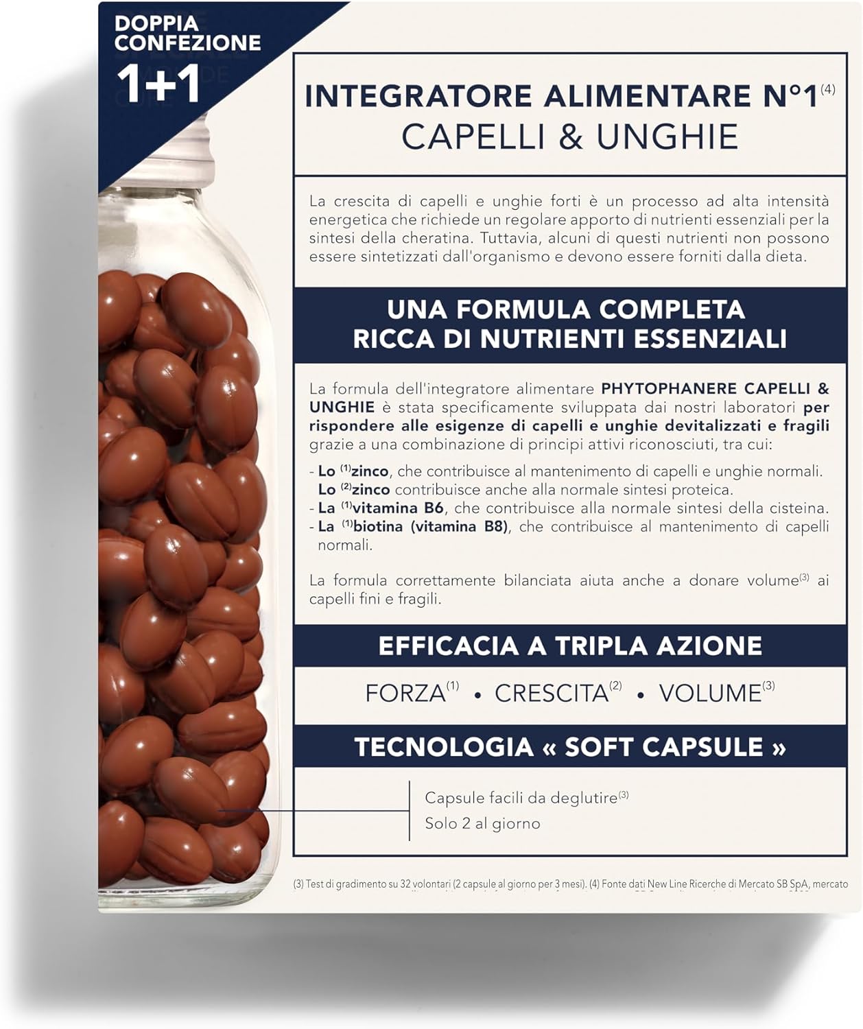 Phyto Phytophanere Integratore Alimentare Naturale Fortificante, Per Capelli e Unghie
