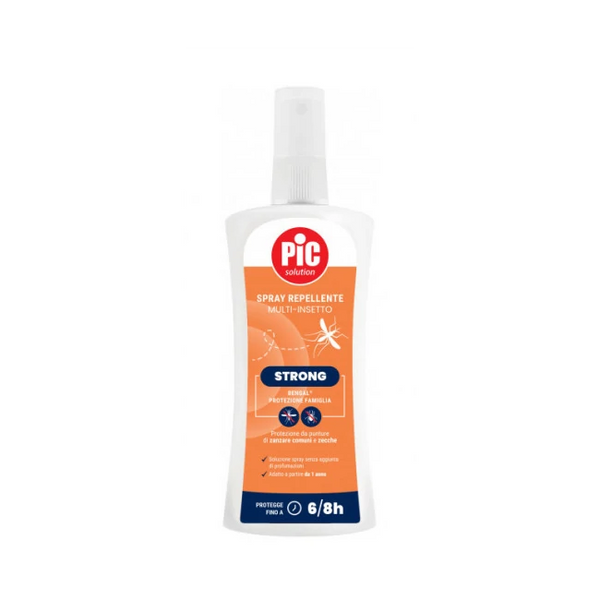 Pic Spray Repellente Multi-insetto Strong, Protezione fino a 8 ore da Zanzare e Zecche, 100ml