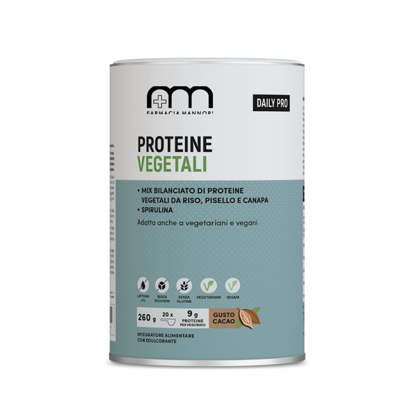 Proteine Vegetali Dailypro, Gusto Cacao, Proteine in polvere da riso, pisello e canapa, Farmacisti Preparatori, 260g