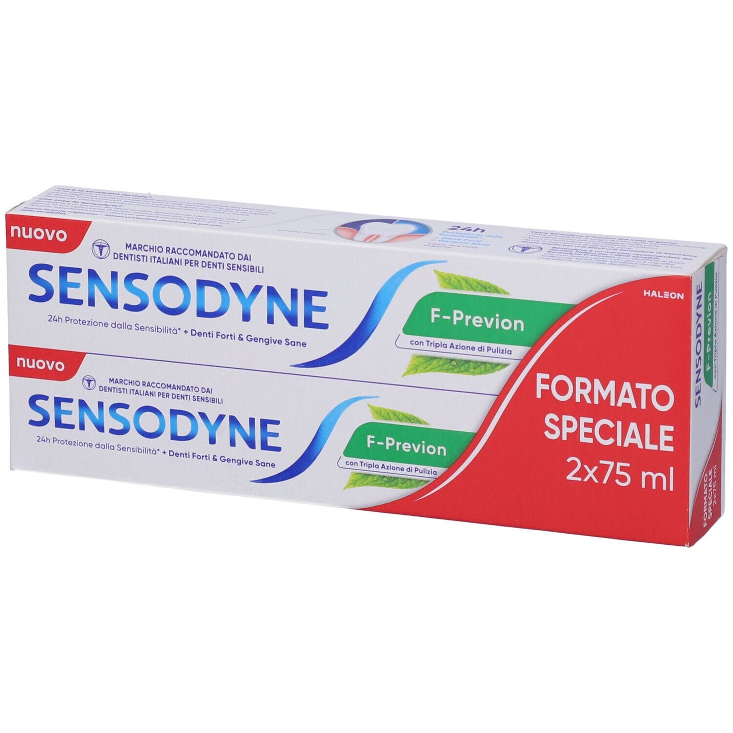 Sensodyne F-Previen Dentifricio Denti Sensibili Gusto Menta Fresca 2x75 ml