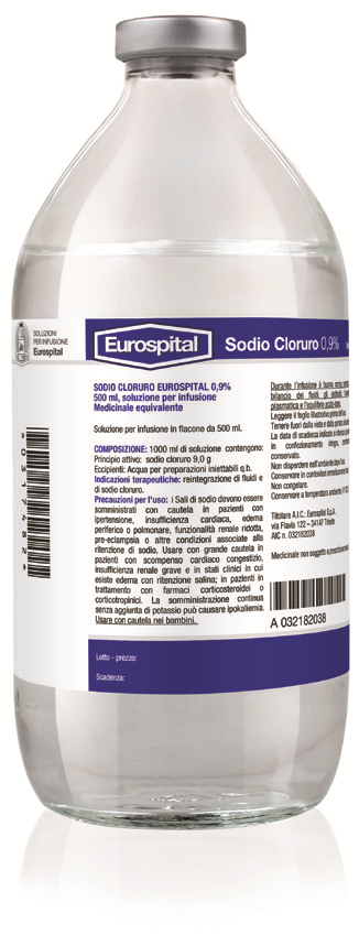 Sodio Cloruro 0,9% Eurospital 500ml - Sodio Cloruro 0,9% Eurospital 500ml