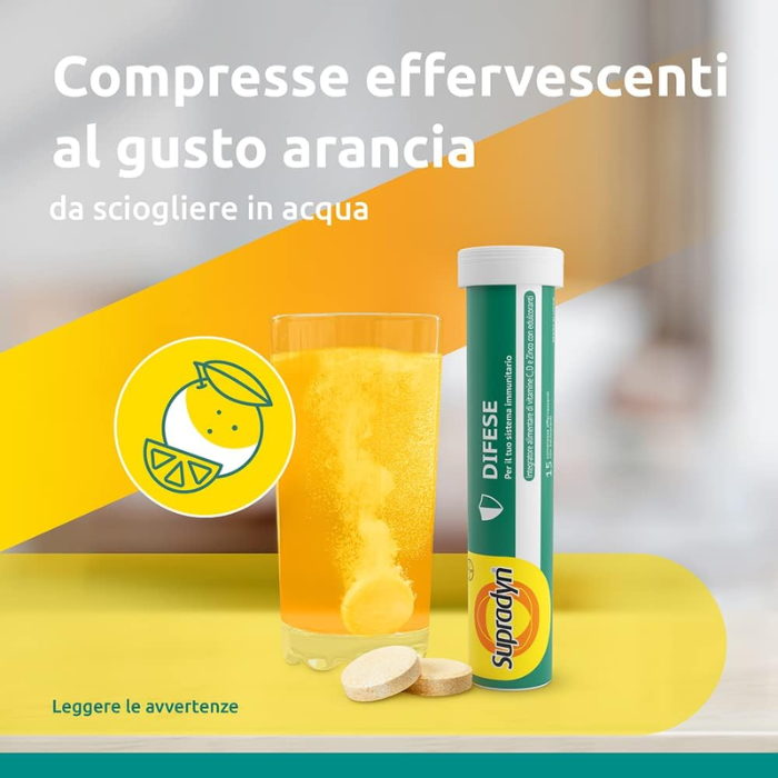 Supradyn Difese Integratore Multivitaminico con Vitamina D3, C, Zinco 15 Compresse Effervescenti
