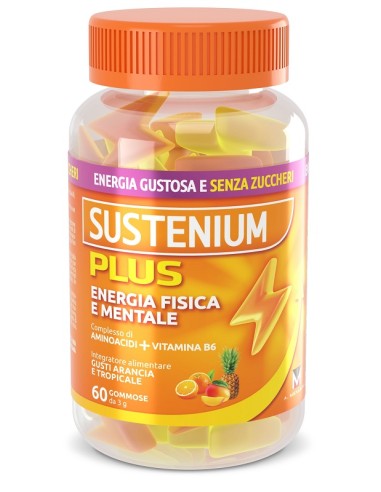 Sustenium Plus, Complesso di Aminoacidi + Vitamina B6, Energia Fisica e Mentale - 60 Gommose