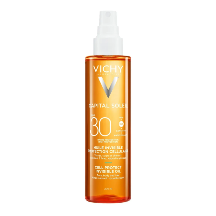 Vichy Olio Invisibile Cell Protect SPF30, Per Viso, Corpo e Capelli, Resistente all'acqua, 200ml - Vichy Olio Invisibile Cell Protect SPF30, Per Viso, Corpo e Capelli, Resistente all'acqua, 200ml