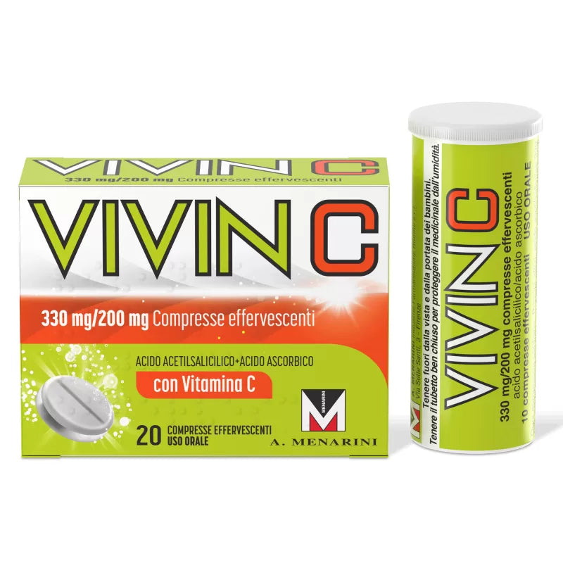 Vivin C 20 compresse effervescenti 330 mg + 200 mg - vivin c acido acetilsalicilico per influenza  20 compresse
